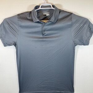 PGA Tour Polo Shirt Men L Gray Golf Bag Patterned Active Short Sleeve